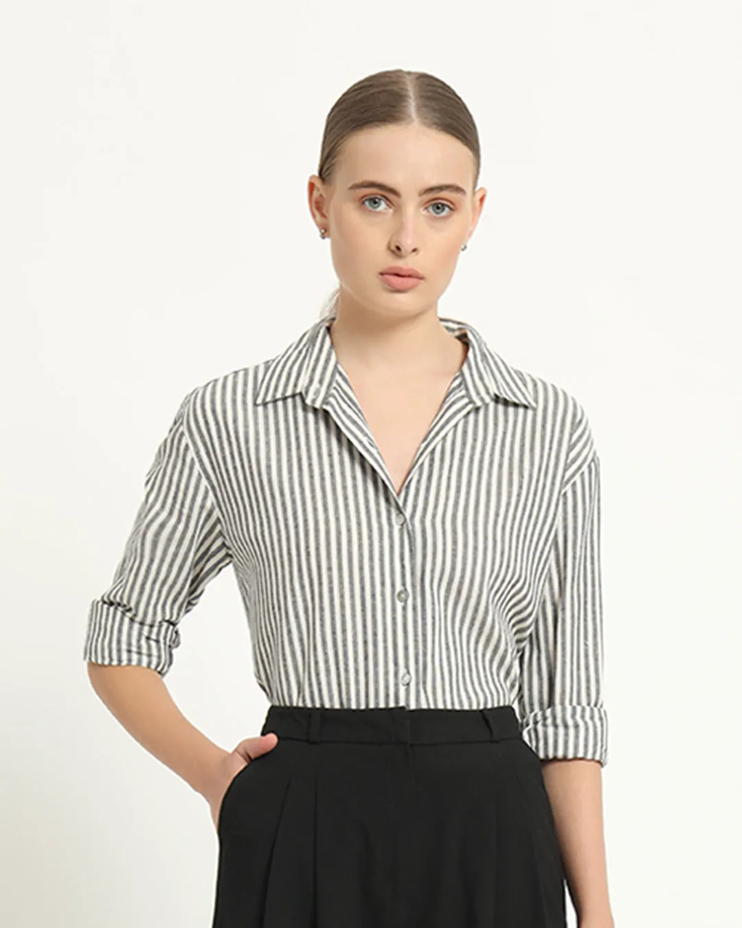 Monochrome Stripe Formal Shirt