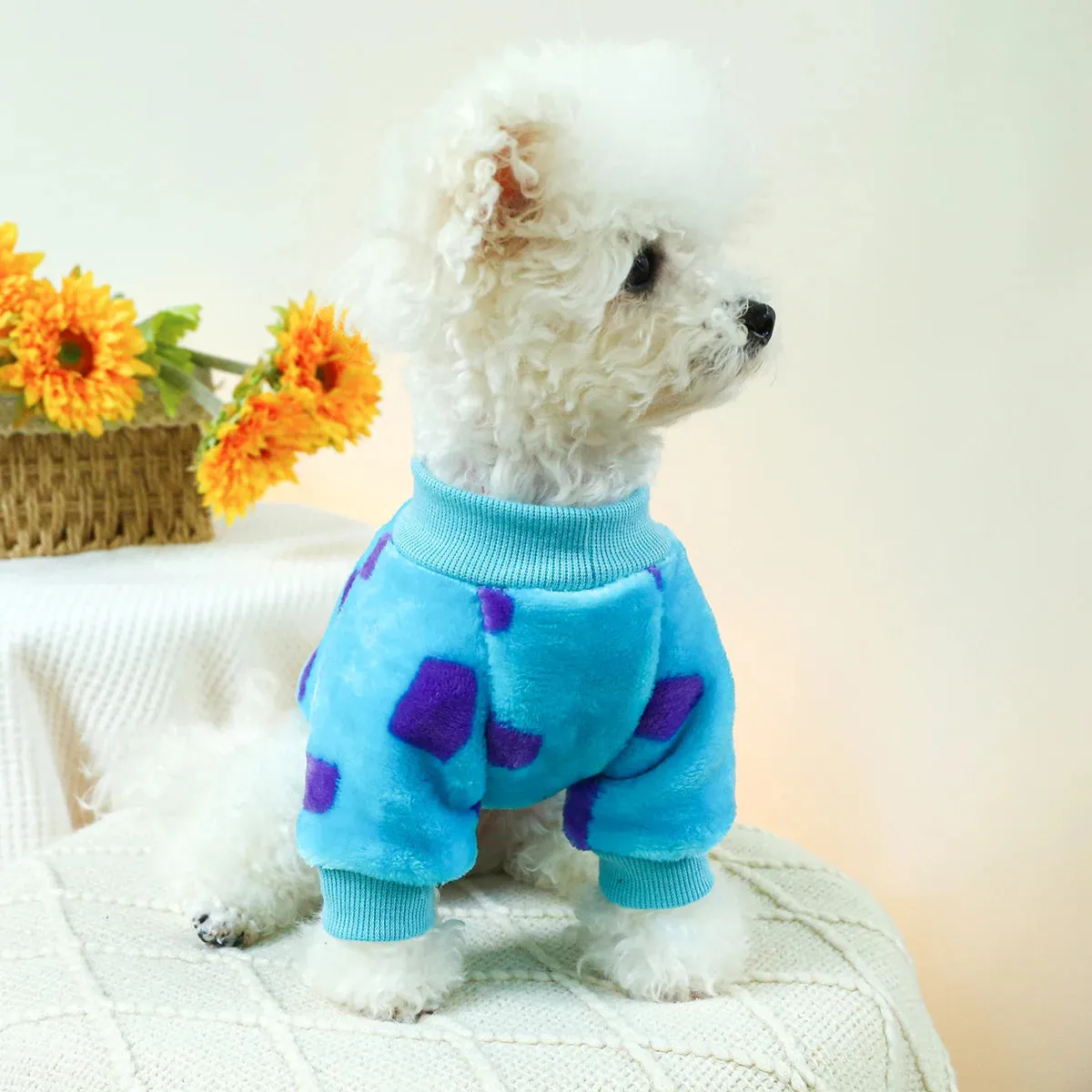 Monster Cozy Elegance: Autumn and Winter Plush Pet Pullover - Thickened Warmth with Drawstring Buckle for Small to Medium Dogs