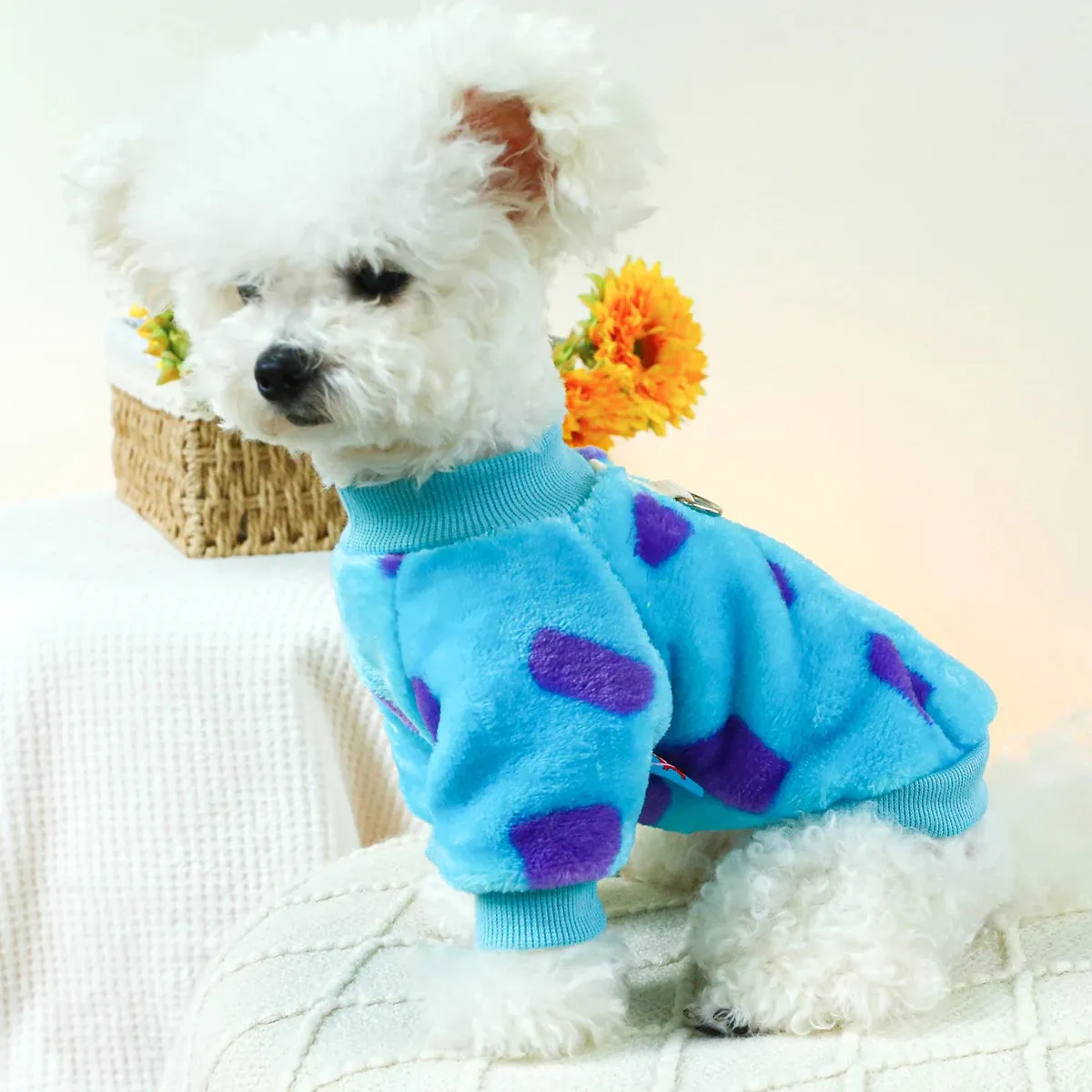 Monster Cozy Elegance: Autumn and Winter Plush Pet Pullover - Thickened Warmth with Drawstring Buckle for Small to Medium Dogs