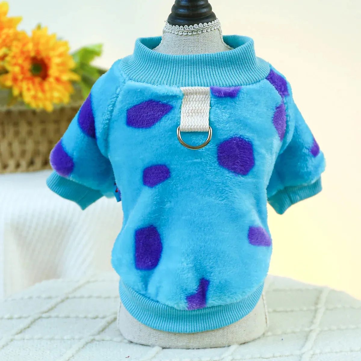 Monster Cozy Elegance: Autumn and Winter Plush Pet Pullover - Thickened Warmth with Drawstring Buckle for Small to Medium Dogs