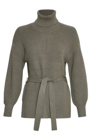 Moss Copenhagen - Mschamari Rachelle  Belt Pullover - Mul Basil Mel