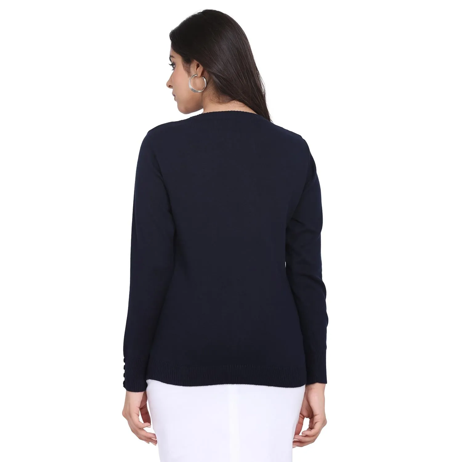 Navy Blue 100% Cotton knitted Pullover 