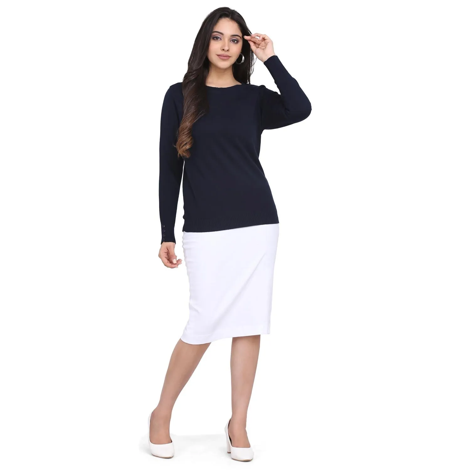 Navy Blue 100% Cotton knitted Pullover 