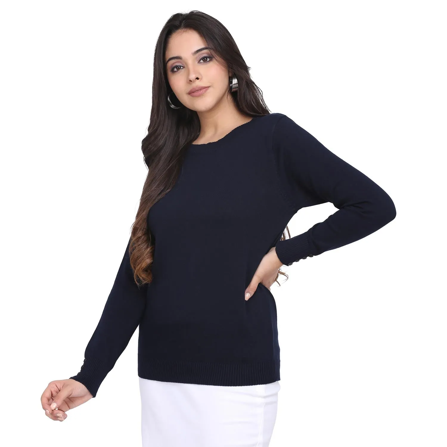 Navy Blue 100% Cotton knitted Pullover 