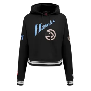 NBA ATLANTA HAWKS CITY EDITION 24-25 WOMEN'S RIB FLC CROPPED PO HOODIE (BLACK)