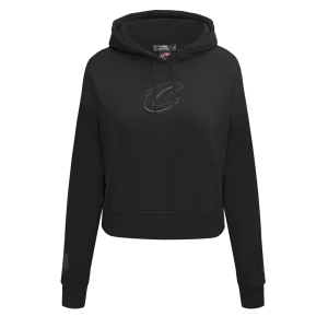 NBA CLEVELAND CAVALIERS NEUTRAL WOMEN'S CROPPED PO HOODIE (BLACK)