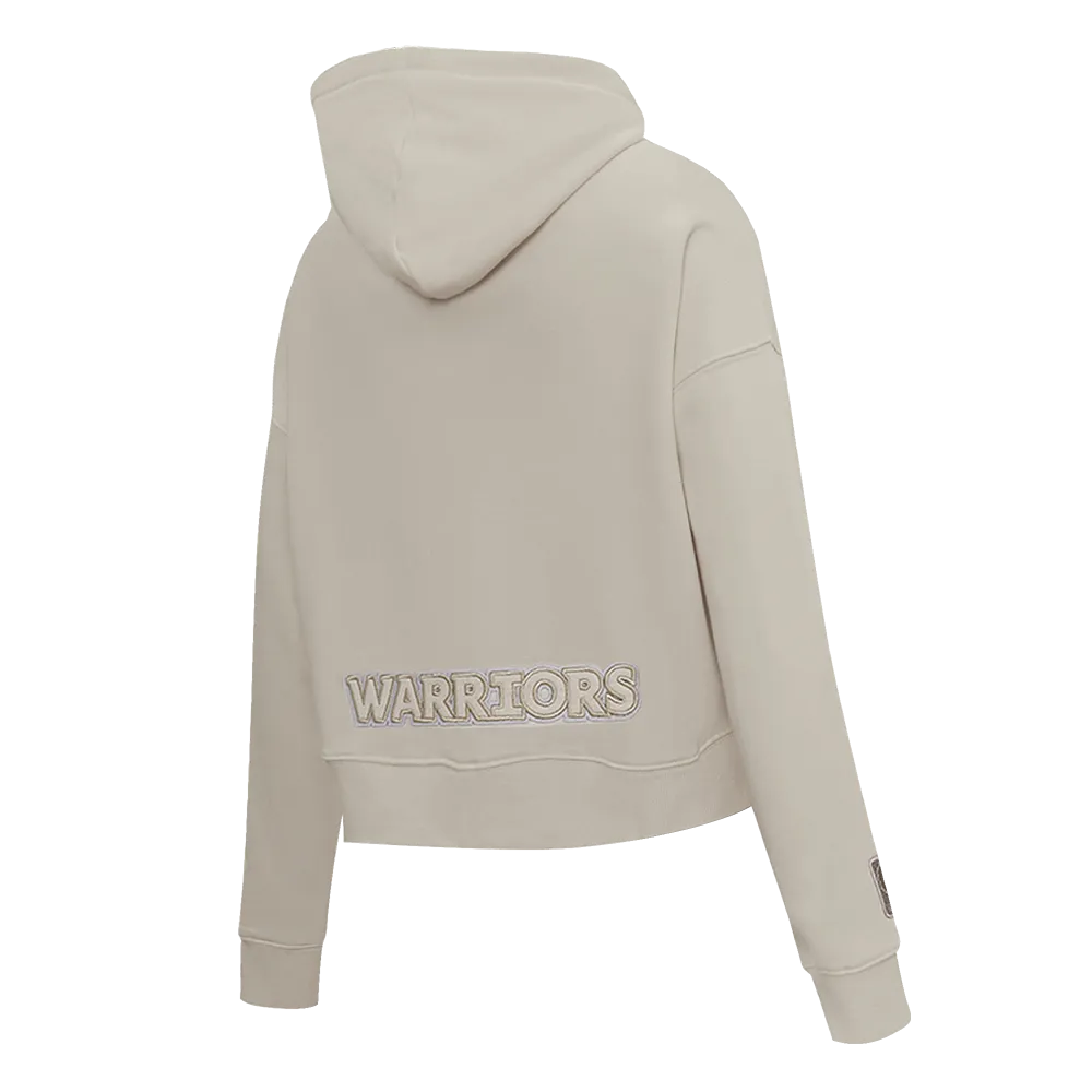 NBA GOLDEN STATE WARRIORS NEUTRAL WOMEN'S CROPPED PO HOODIE (TAUPE)