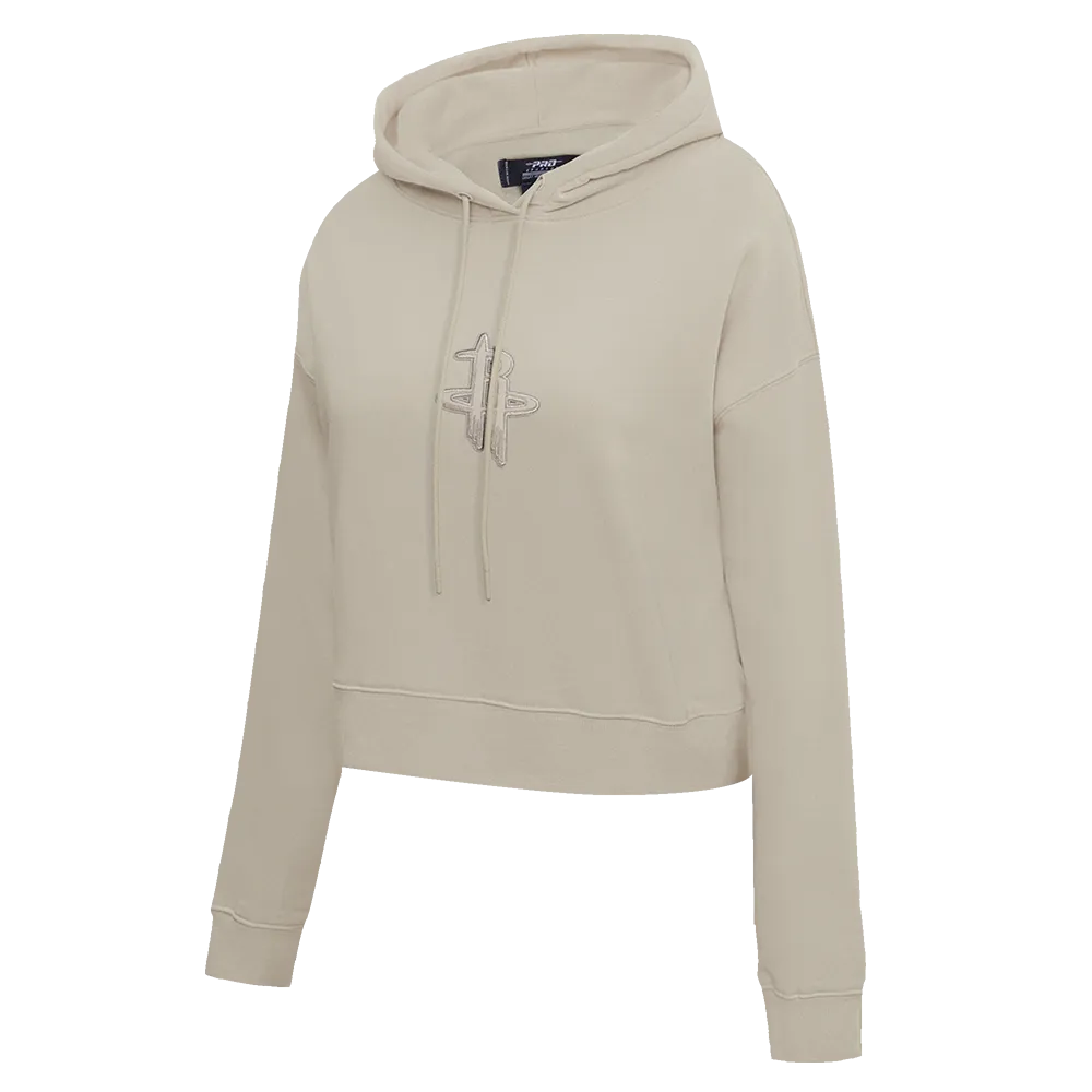 NBA HOUSTON ROCKETS NEUTRAL WOMEN'S CROPPED PO HOODIE (TAUPE)