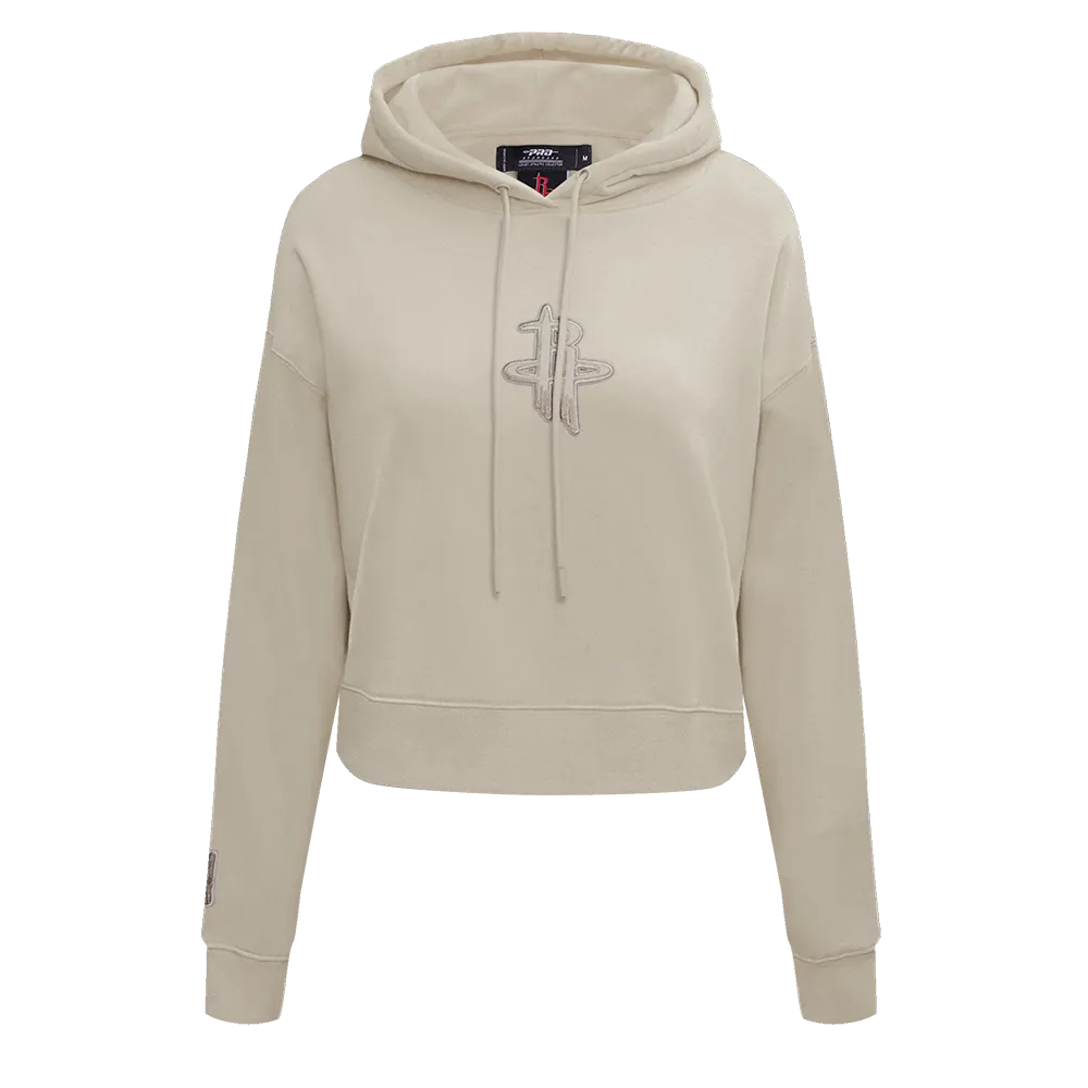 NBA HOUSTON ROCKETS NEUTRAL WOMEN'S CROPPED PO HOODIE (TAUPE)