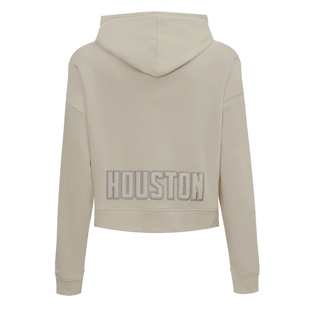 NBA HOUSTON ROCKETS NEUTRAL WOMEN'S CROPPED PO HOODIE (TAUPE)