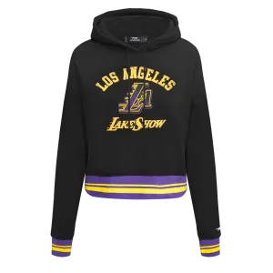 NBA LOS ANGELES LAKERS CITY EDITION 24-25 WOMEN'S RIB FLC CROPPED PO H (BLACK/PURPLE)