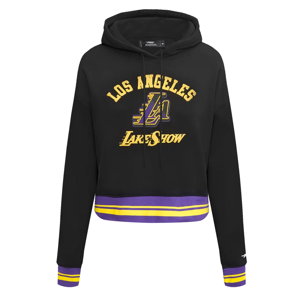 NBA LOS ANGELES LAKERS CITY EDITION 24-25 WOMEN'S RIB FLC CROPPED PO H (BLACK/PURPLE)