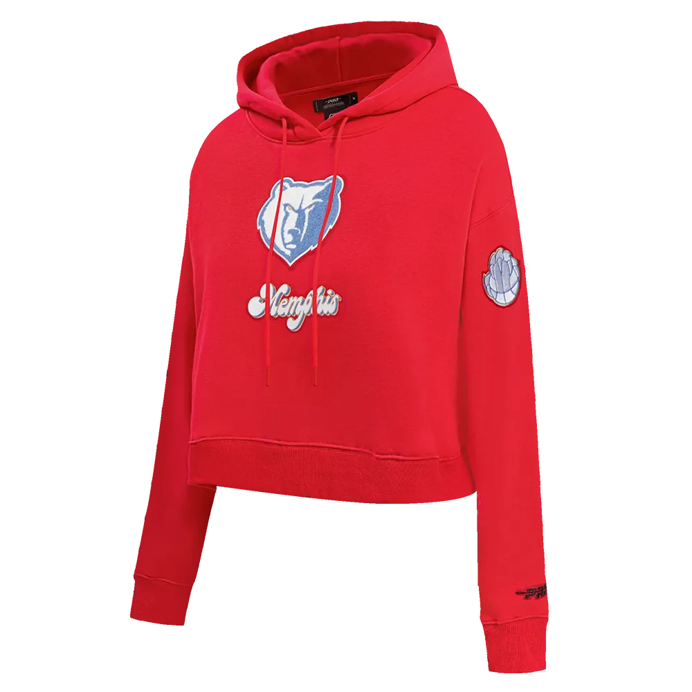 NBA MEMPHIS GRIZZLIES CITY EDITION 24-25 WOMEN'S FLC CROPPED PO HOODIE (RED)