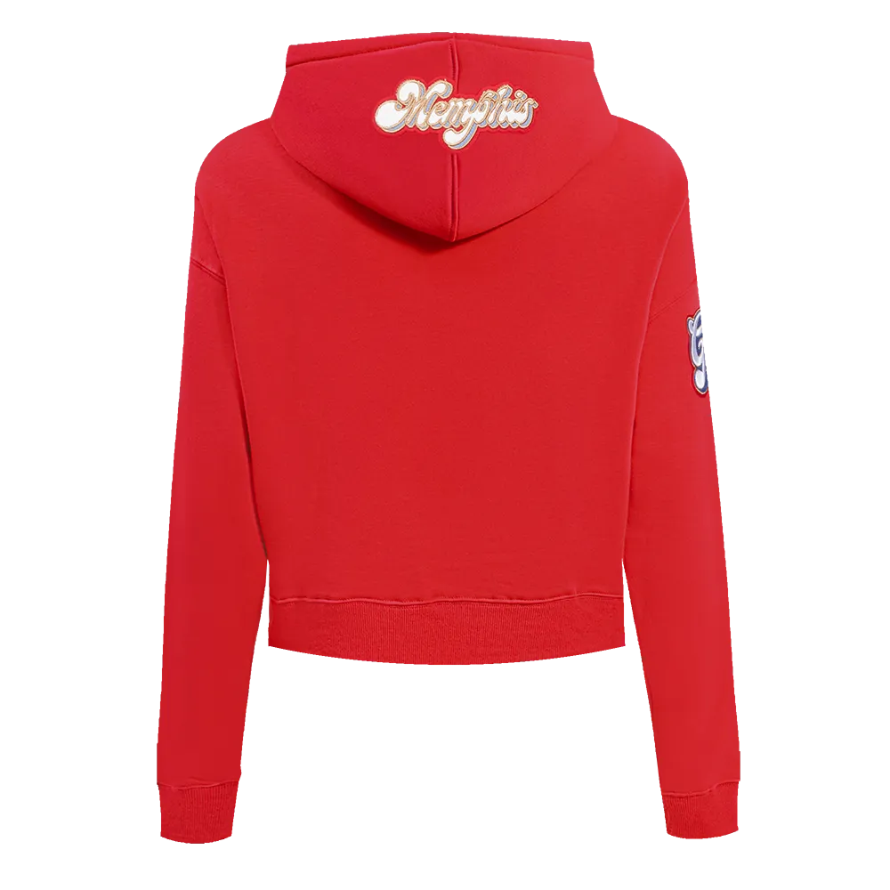 NBA MEMPHIS GRIZZLIES CITY EDITION 24-25 WOMEN'S FLC CROPPED PO HOODIE (RED)