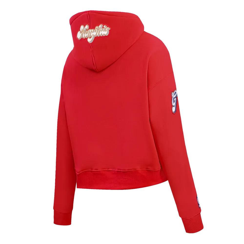 NBA MEMPHIS GRIZZLIES CITY EDITION 24-25 WOMEN'S FLC CROPPED PO HOODIE (RED)