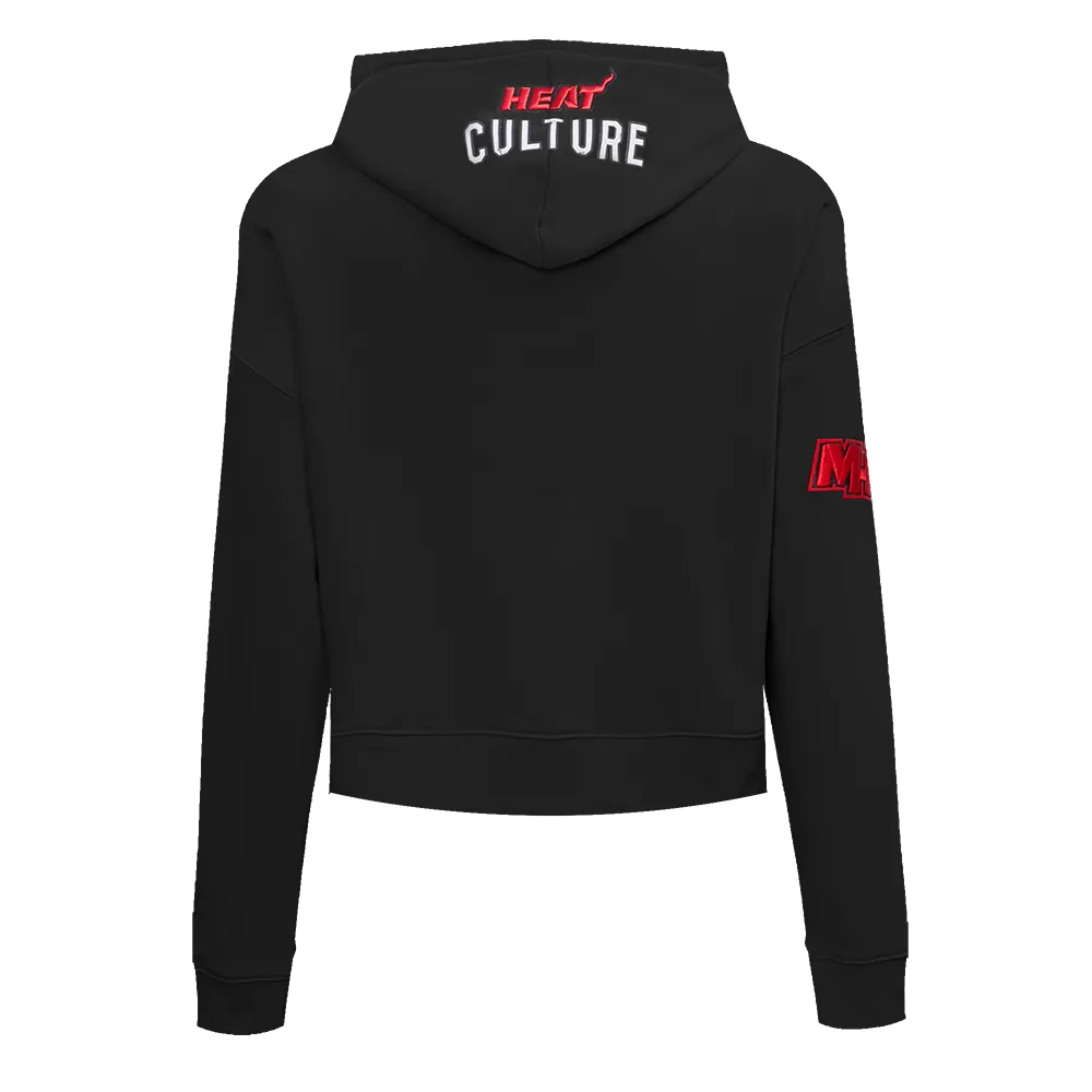 NBA MIAMI HEAT CHEST HEAT CULTURE MEN'S CROPPED PO HOODIE (BLACK)