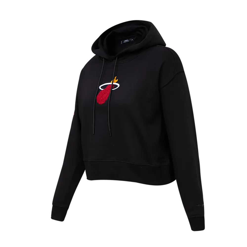 NBA MIAMI HEAT CLASSIC WOMEN'S CLASSIC WOMEN'S CROPPED PO HOODIE (BLACK)