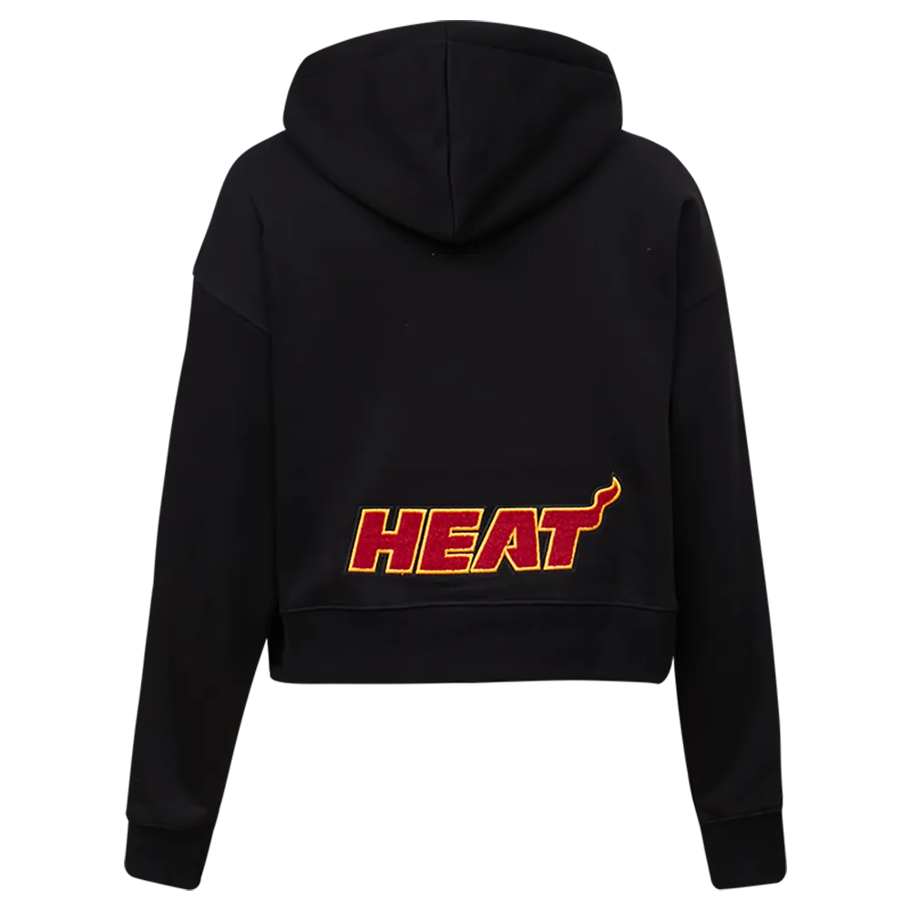 NBA MIAMI HEAT CLASSIC WOMEN'S CLASSIC WOMEN'S CROPPED PO HOODIE (BLACK)