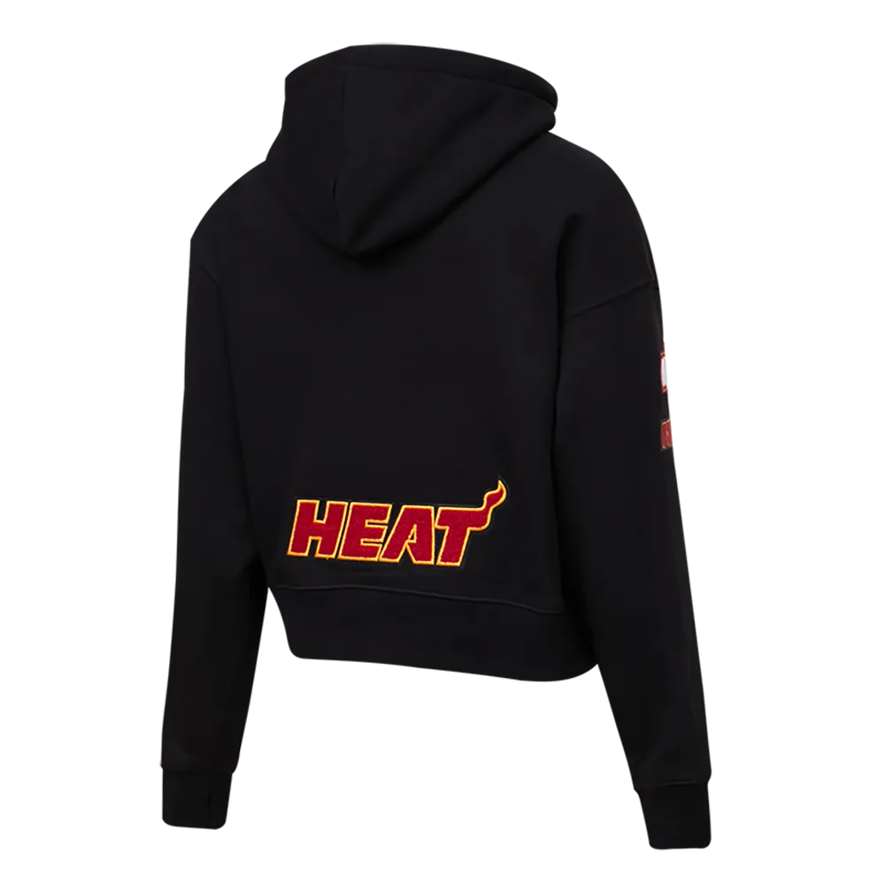 NBA MIAMI HEAT CLASSIC WOMEN'S CLASSIC WOMEN'S CROPPED PO HOODIE (BLACK)