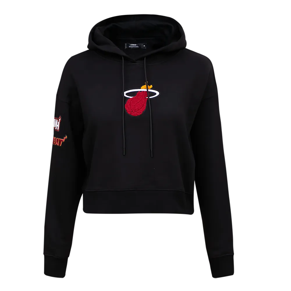 NBA MIAMI HEAT CLASSIC WOMEN'S CLASSIC WOMEN'S CROPPED PO HOODIE (BLACK)