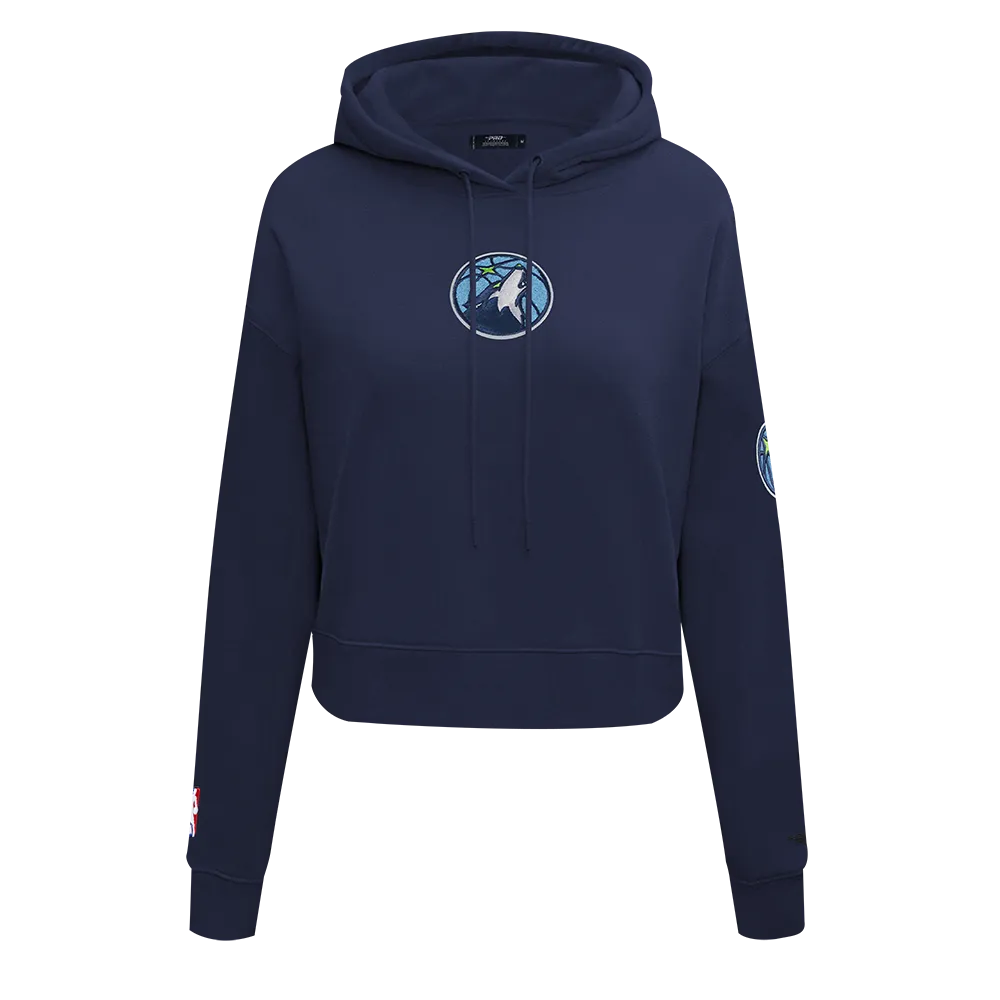 NBA MINNESOTA TIMBERWOLVES CLASSIC WOMEN'S FLC CROPPED PO HOODIE (MIDNIGHT NAVY)