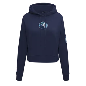 NBA MINNESOTA TIMBERWOLVES CLASSIC WOMEN'S FLC CROPPED PO HOODIE (MIDNIGHT NAVY)