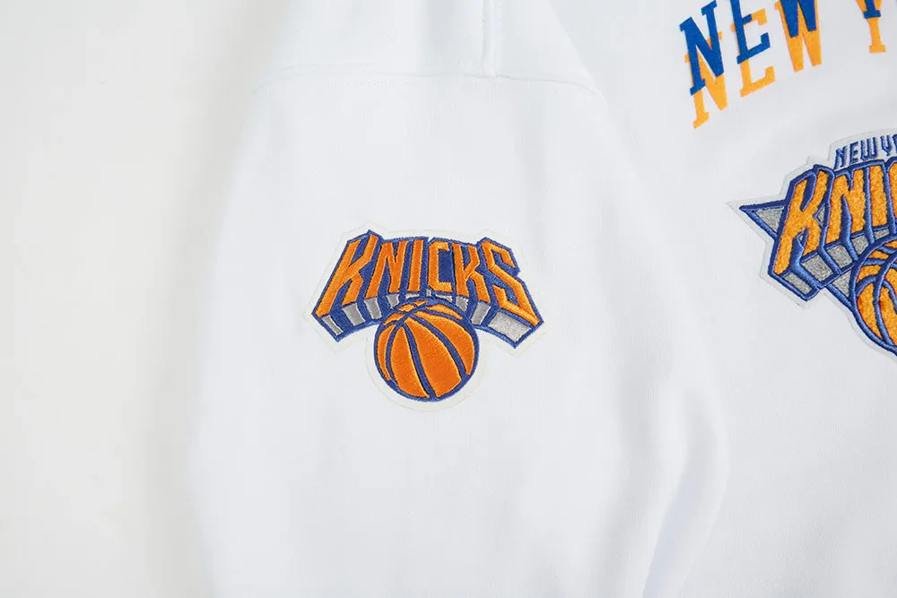 NBA NEW YORK KNICKS CITY EDITION 24-25 WOMEN'S FLC CROPPED PO HOODIE (WHITE)