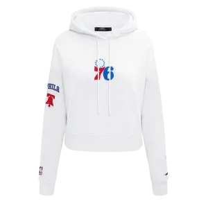 NBA PHILADELPHIA 76ERS CLASSIC WOMEN'S CROPPED PO HOODIE (WHITE)