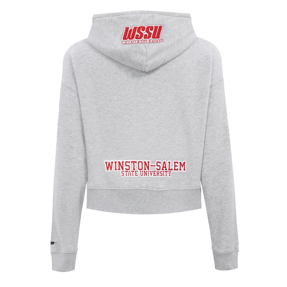 NCAA WINSTON-SALEM STATE UNIVERSITY CLASSIC WOMEN'S FLC CROPPED PO HOODIE (HEATHER GREY)