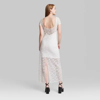 New - Women's Short Sleeve Maxi Dress - Wild Fable White Lace XS