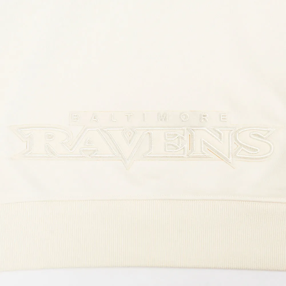 NFL BALTIMORE RAVENS NEUTRAL WOMEN'S CROPPED PO HOODIE (EGGSHELL)