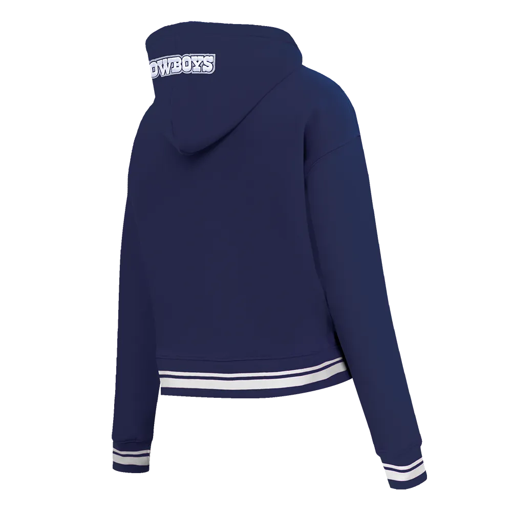 NFL DALLAS COWBOYS SCRIPT TAIL WOMEN'S RIB FLC CROPPED PO HOODIE (MIDNIGHT NAVY)