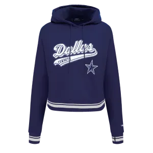 NFL DALLAS COWBOYS SCRIPT TAIL WOMEN'S RIB FLC CROPPED PO HOODIE (MIDNIGHT NAVY)