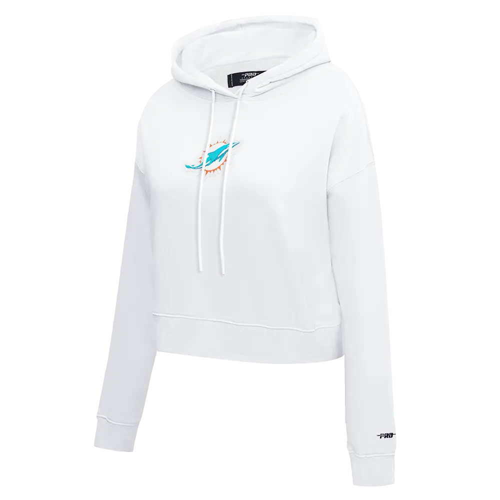 NFL MIAMI DOLPHINS CLASSIC WOMEN'S FLC CROPPED PO HOODIE (WHITE)