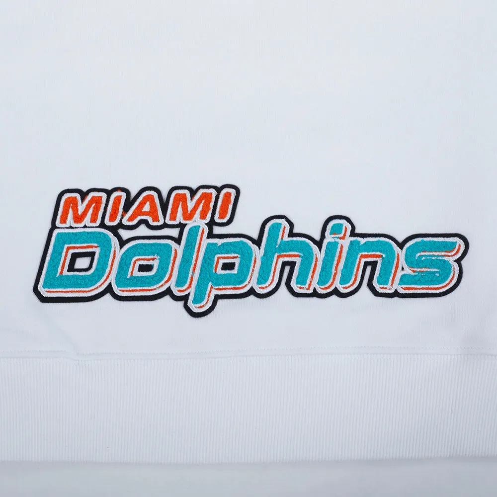 NFL MIAMI DOLPHINS CLASSIC WOMEN'S FLC CROPPED PO HOODIE (WHITE)