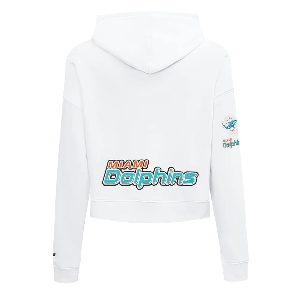 NFL MIAMI DOLPHINS CLASSIC WOMEN'S FLC CROPPED PO HOODIE (WHITE)