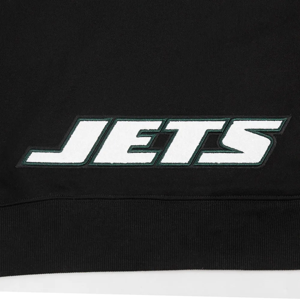 NFL NEW YORK JETS CLASSIC WOMEN'S CROPPED FLC PO HOODIE (BLACK)