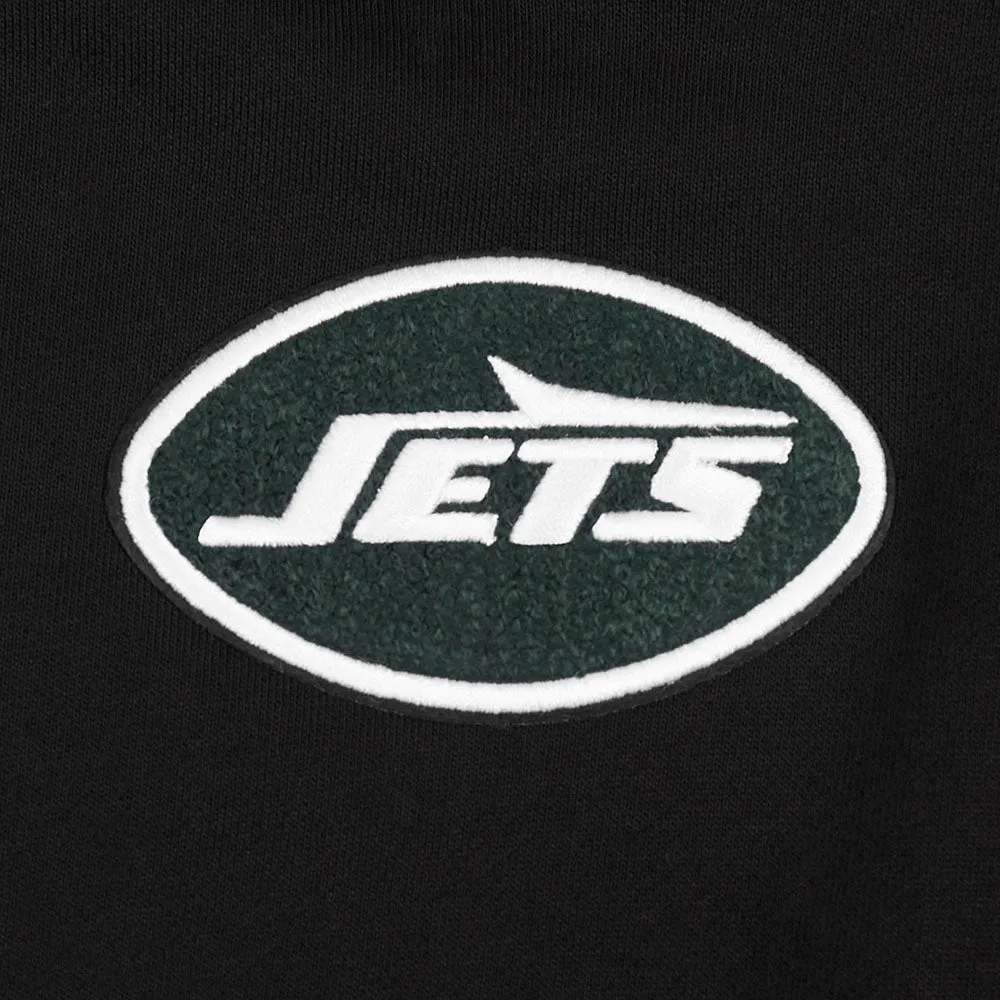 NFL NEW YORK JETS CLASSIC WOMEN'S CROPPED FLC PO HOODIE (BLACK)