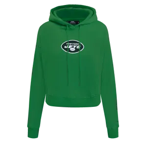 NFL NEW YORK JETS CLASSIC WOMEN'S CROPPED FLC PO HOODIE (KELLY GREEN)