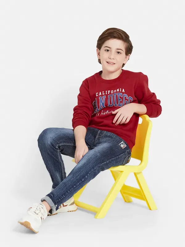 Octave Boys Typography Printed Fleece Pullover