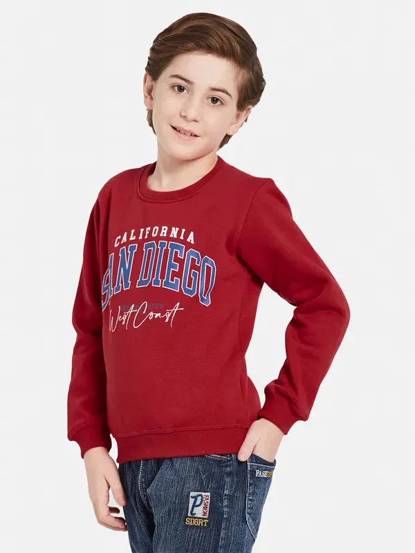 Octave Boys Typography Printed Fleece Pullover