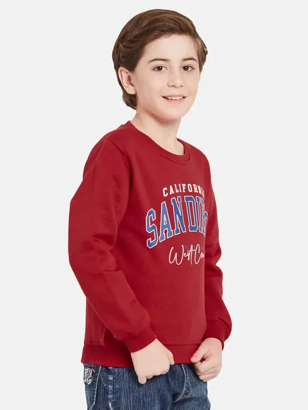 Octave Boys Typography Printed Fleece Pullover