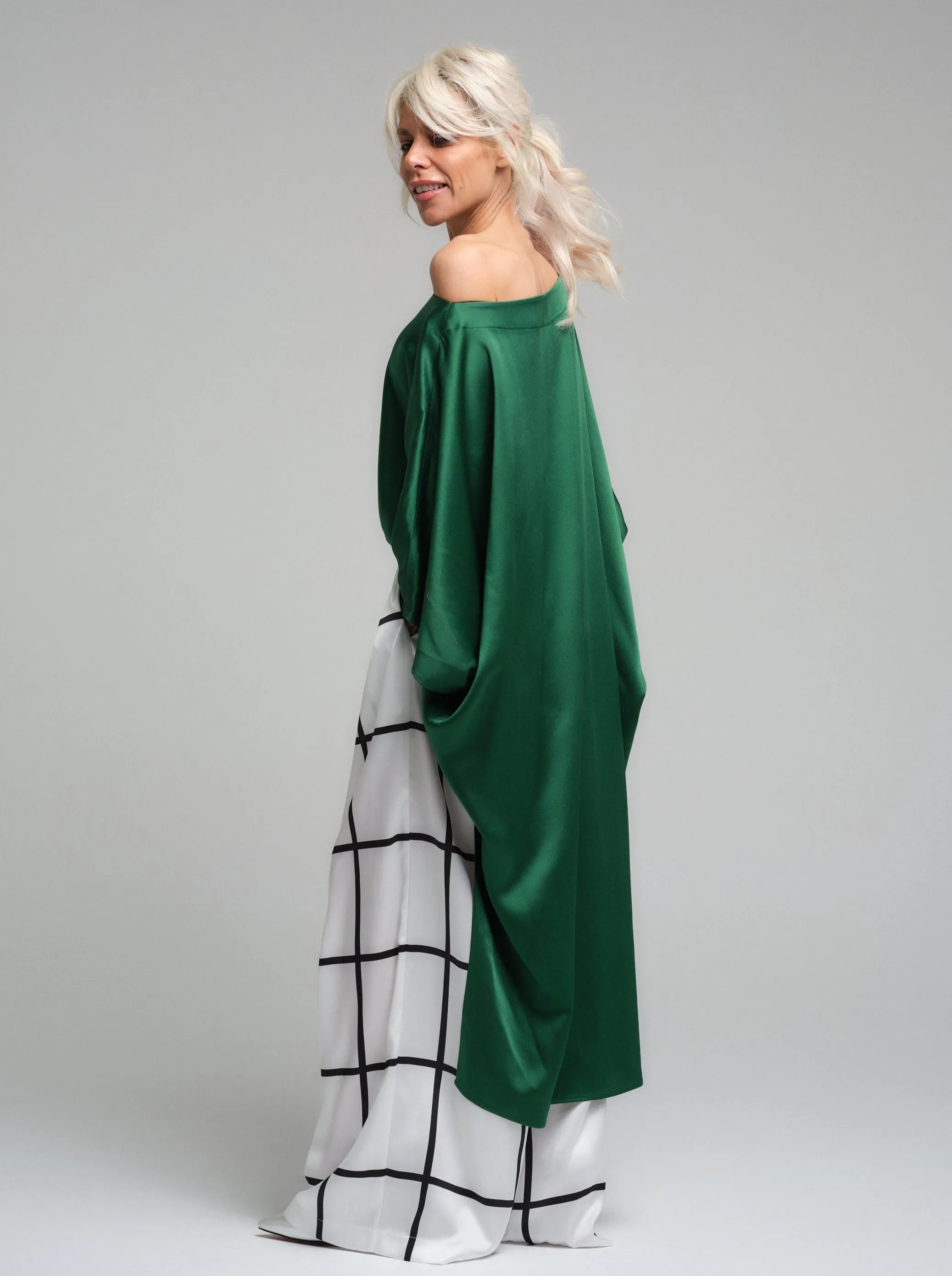 Off-The-Shoulder Maxi Tunic in Green