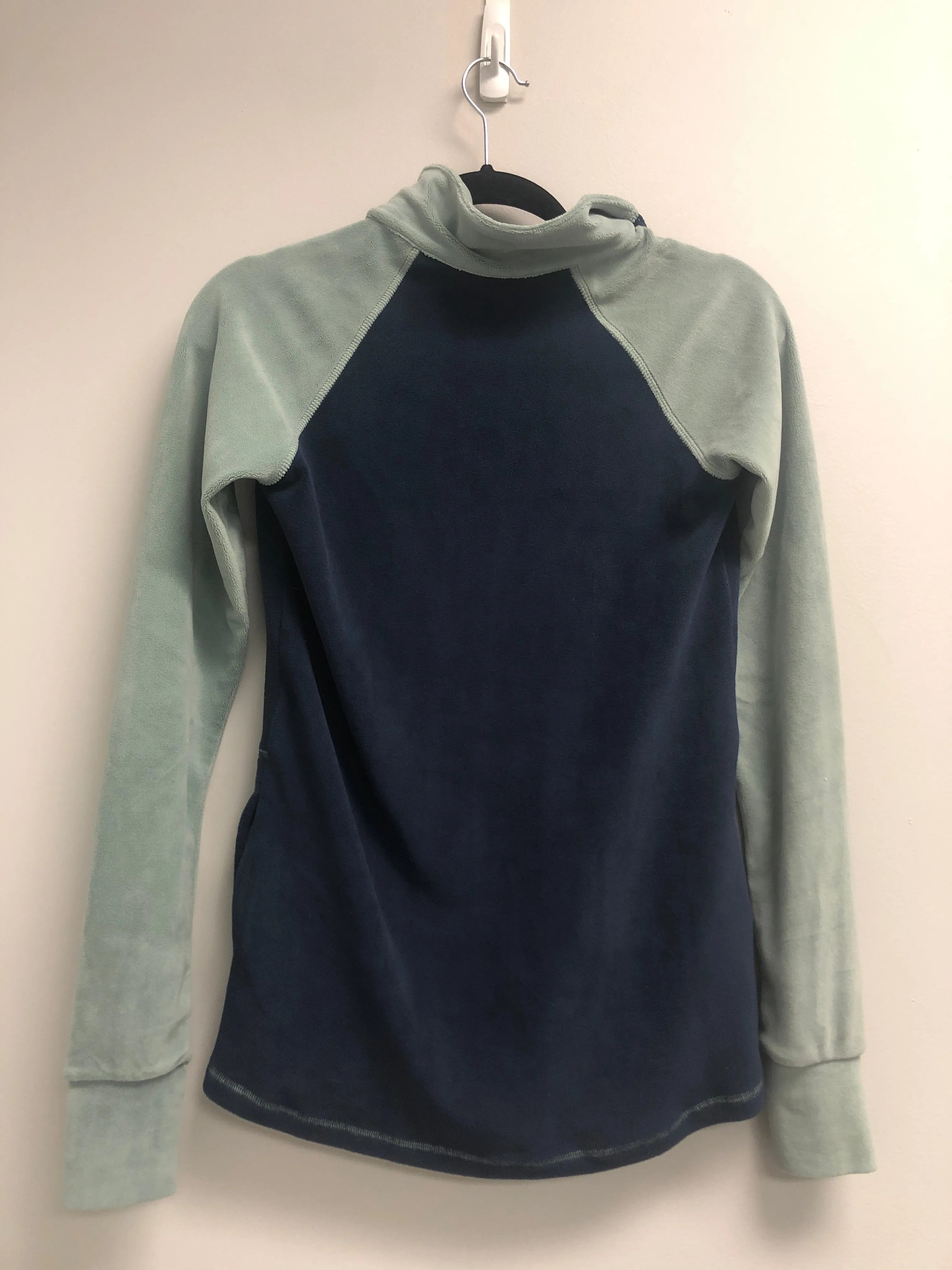 Outlet 6817 - Latched Mama Zip Fleece Nursing Pullover - Final Sale - Navy Seafoam - Extra Extra Small