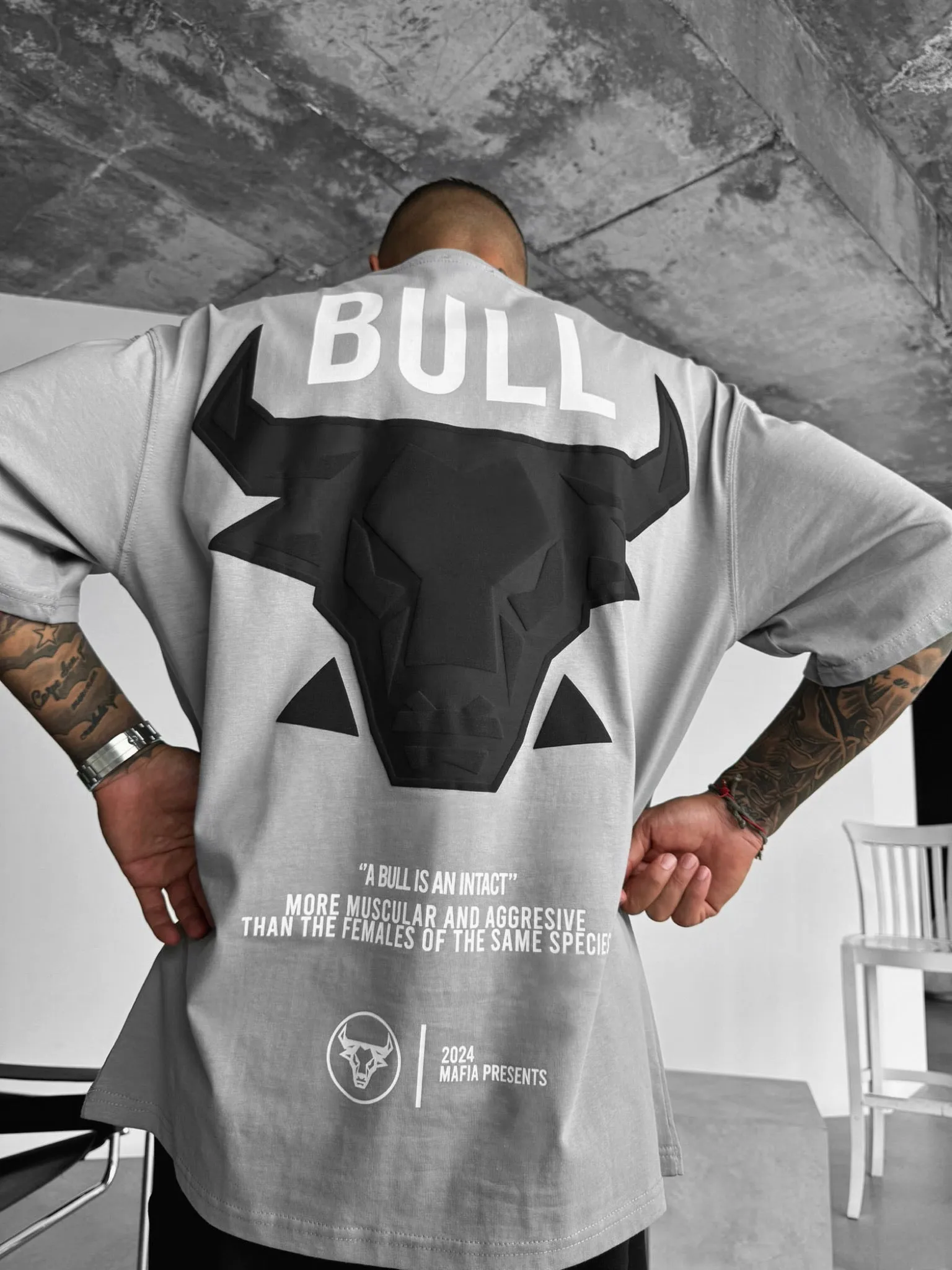 Oversize Bull T-shirt - Grey and Black