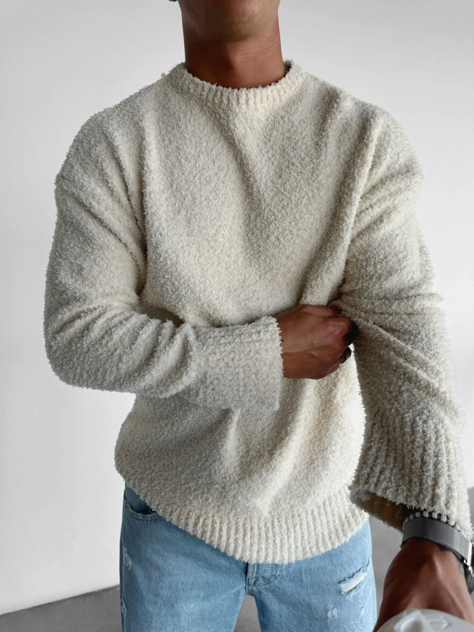 Oversize Plush Pullover - Pure Cremé