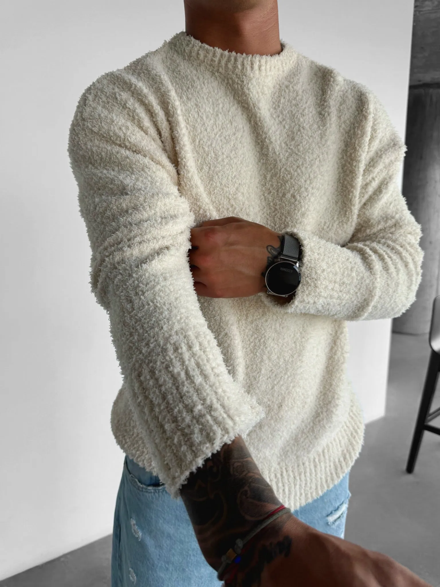 Oversize Plush Pullover - Pure Cremé