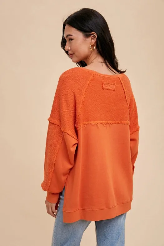 Oversized French Terry Pullover TANGELO