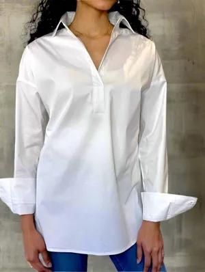 Oversized Organic Cotton Pullover White Shirt - The Murray