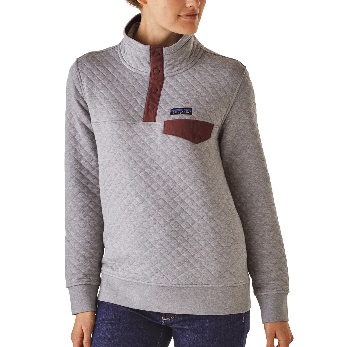 Patagonia Women's Drifter Grey Cotton Quilt Snap-T Pullover